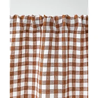 Gingham Rod Pocket Linen Curtain Panel (1 Pcs)