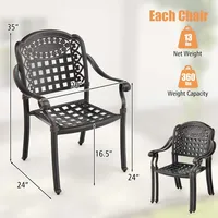 4pcs Patio Cast Aluminum Armrest Chairs Dining Stackable Outdoor