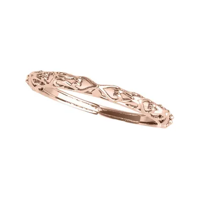 Antique Style Open Scrollwork Wedding Band 14k Rose Gold