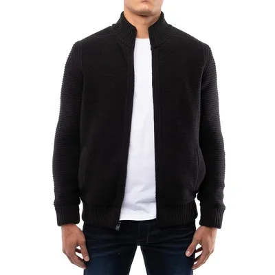 Men's Faux Fur Lined Zip Up Sweater