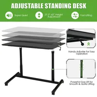 Goplus Height Adjustable Computer Desk Sit To Stand Rolling Notebook Table Black