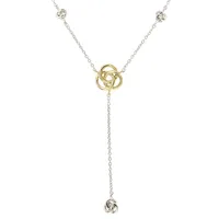 Sterling Silver Two Tone Gold Plated Love Knot Dangling Necklace