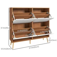 4 Flip Drawers Shoe Storage Cabinet With Adjustable Shelves