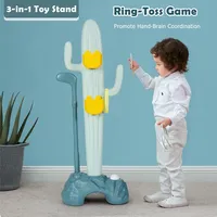 3-in-1 Sports Activity Center W/ Golf & Ring-toss Cactus Toy Stand