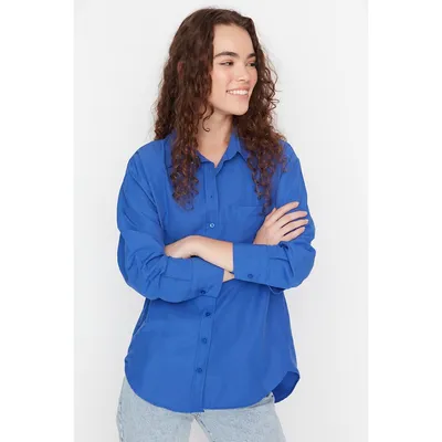 Female Basics Oversize Basic Shirt Collar Woven Shirt
