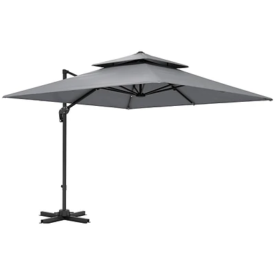 10' X 10' Cantilever Patio Umbrella, Light Grey