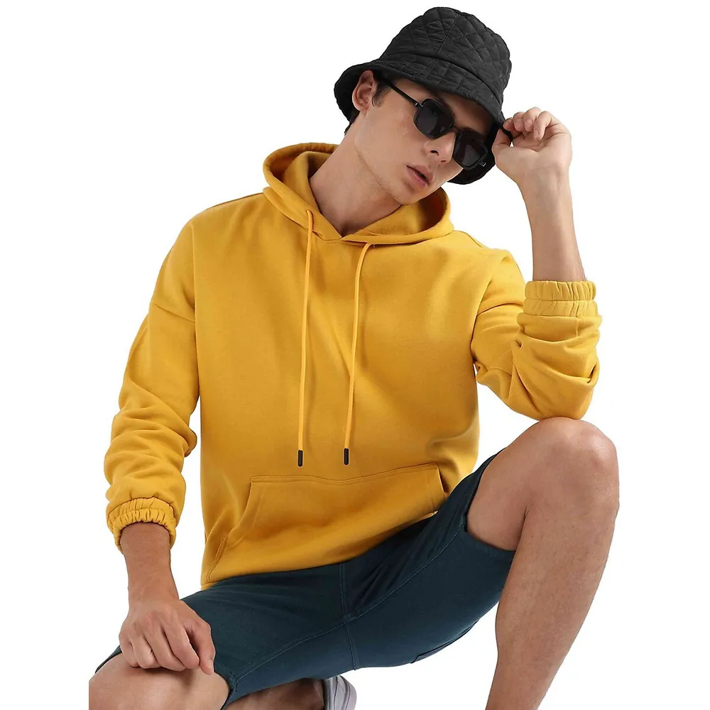 Campus Sutra Men's Oversized Pullover Sweatshirt With Kangaroo