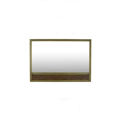 Willingham Wall Mirror 120x80cm Solid Acacia Wood & Brushed Brass Frame