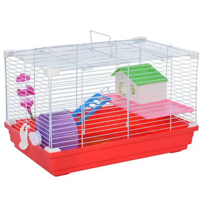 Hamster Cage With Exercise Wheel And Water Bottle Dishes