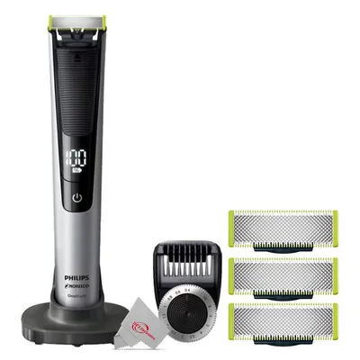 Philips Norelco Oneblade Qp6520/70 Pro Hybrid Electric Trimmer And Shaver + Three Philips Norelco Oneblade Replacement Blade Qp210/80