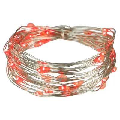 50-count Red Led Micro Fairy Christmas Lights - 16ft, Copper Wire