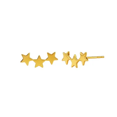 14k Gold Star Ear Crawler Earrings