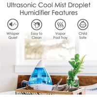 Ultrasonic Cool Mist Air Humidifier, 360 Degree Rotating Nozzle