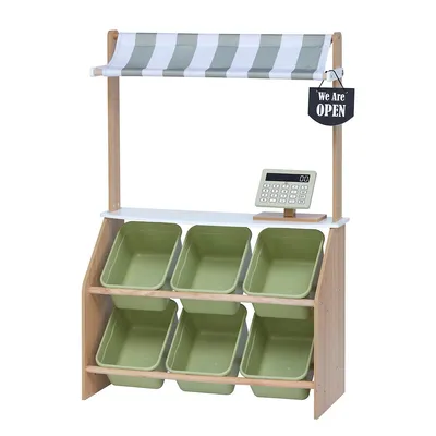 Kids Little Helper Market Play Stand Childrens Playset Roleplay Olive Green