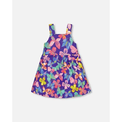 Sleeveless Dress Printed Colorful Butterflies