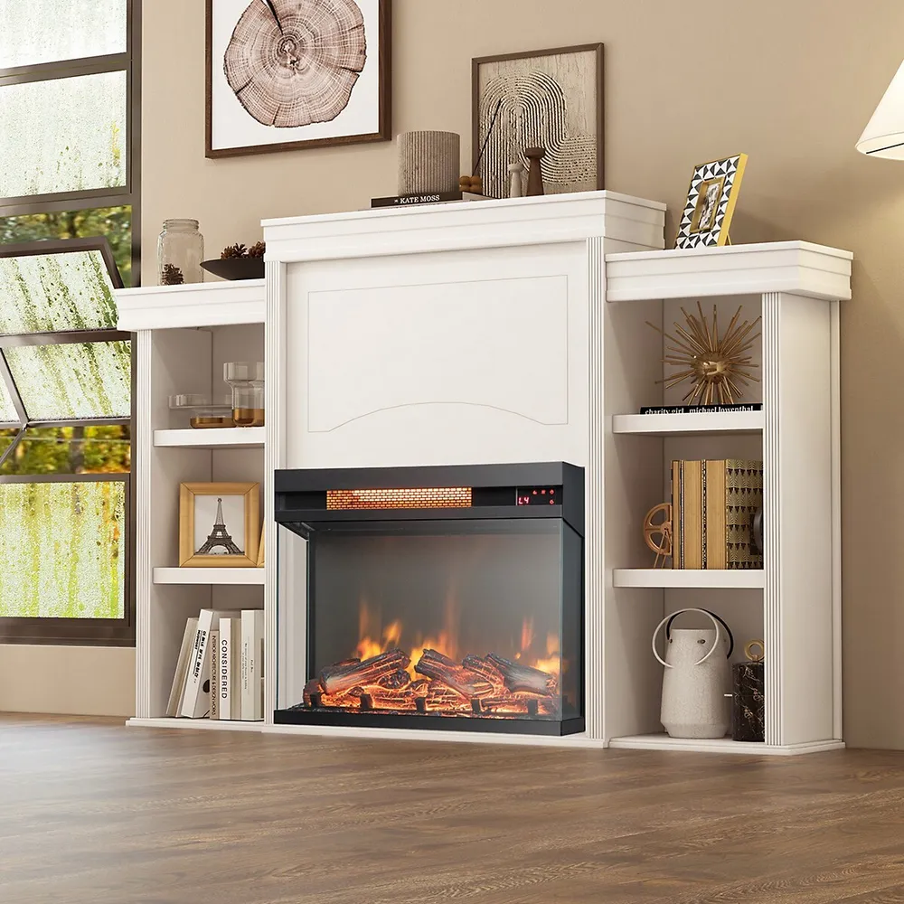 Costway 23 3-sided Electric Fireplace Insert Heater 1500w With Thermostat  u0026 Remote Control | Galeries de la Capitale