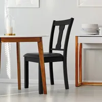 Set Of 2 Dining Room Chair Coffee Rubber Wood Frame And Upholstered Padded Seat
