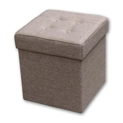 Foldable Fabric Ottoman With Storage, 15" X