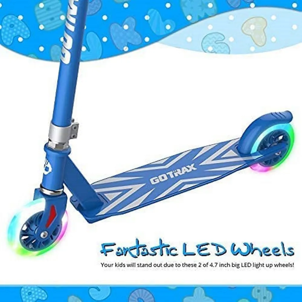 Kx5 Kick Scooter, 3 Adjustable Heights And 5" Flashing Wheels Kids Lightweight Aluminum Alloy Scooter For Boys Girls Age Of 4-9