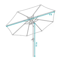 9' Aluminum Patio Umbrella With Push Button Tilt