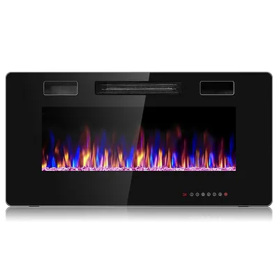 36'' Electric Fireplace Recessed Ultra Thin Wall Mounted Heater Multicolor Flame