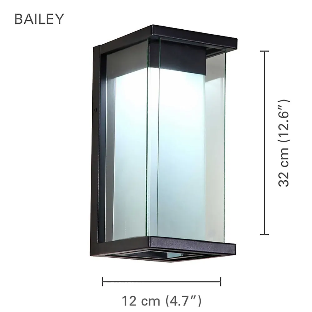 Outdoor Wall Light, 12.59 '' Height, From The Bailey Collection, Black