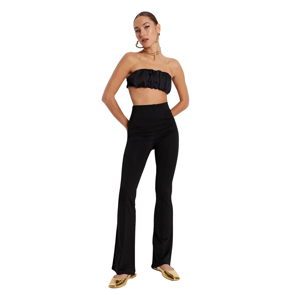 Plus High Waist Flare Leg Pants