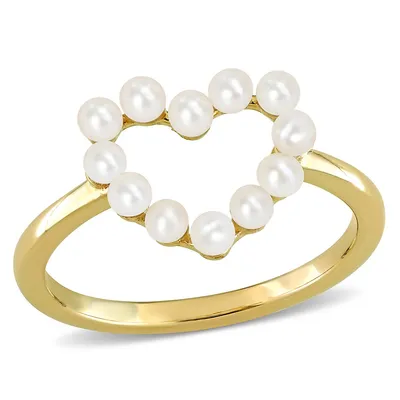 Cultured Freshwater Pearl Heart Ring 14k Gold