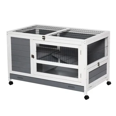 Wooden Rabbit Hutch Pet House Elevated Bunny Cage