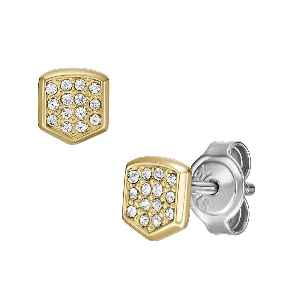 Women's Heritage Crest Gold-tone Stainless Steel Stud Earrings