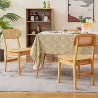 Rattan Accent Chairs Set Of 2 Bamboo Frame Cane Woven Backrest &seat Dining Room