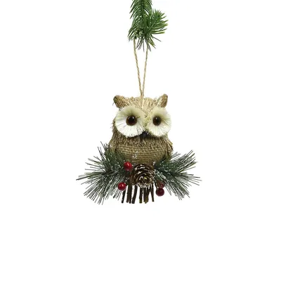 Hanging Perched Owl Ornament (pack Of 4)