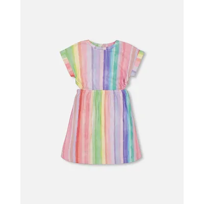 French Terry Dress Rainbow Stripe