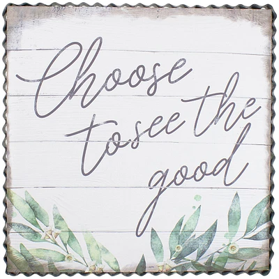 Metal Framed "choose To See The Good" Decorative Canvas Wall Art 12"