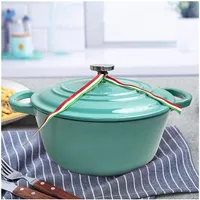 4.2qt Cast Iron Covered Dutch Oven W/ Stainless Steel Knob And Loop Handles, Green