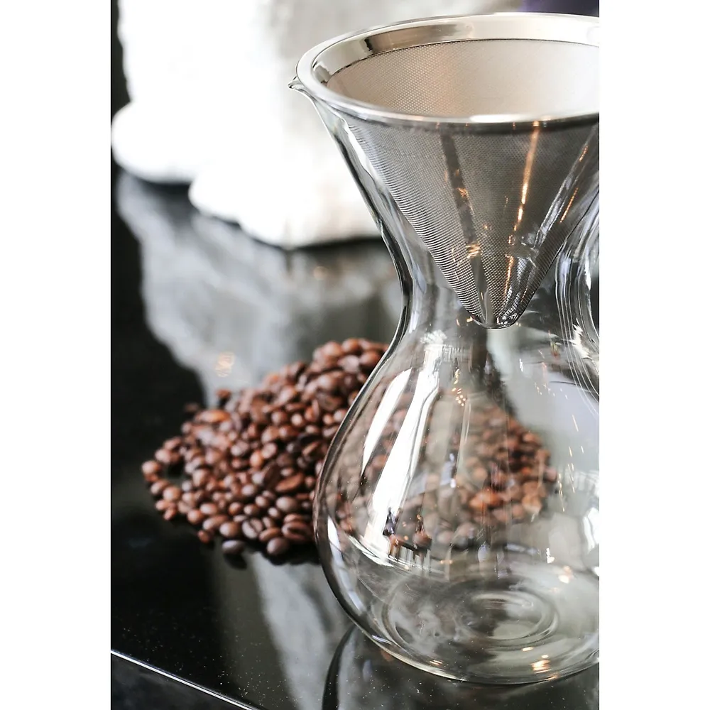 Glass Pour Over Coffee Brewer With Double Mesh Stainless Filter