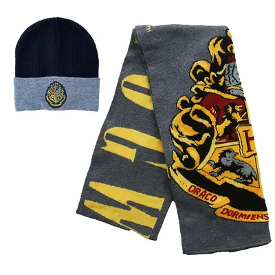 Harry Potter Hogwarts Crest Knit Scarf & Beanie Set