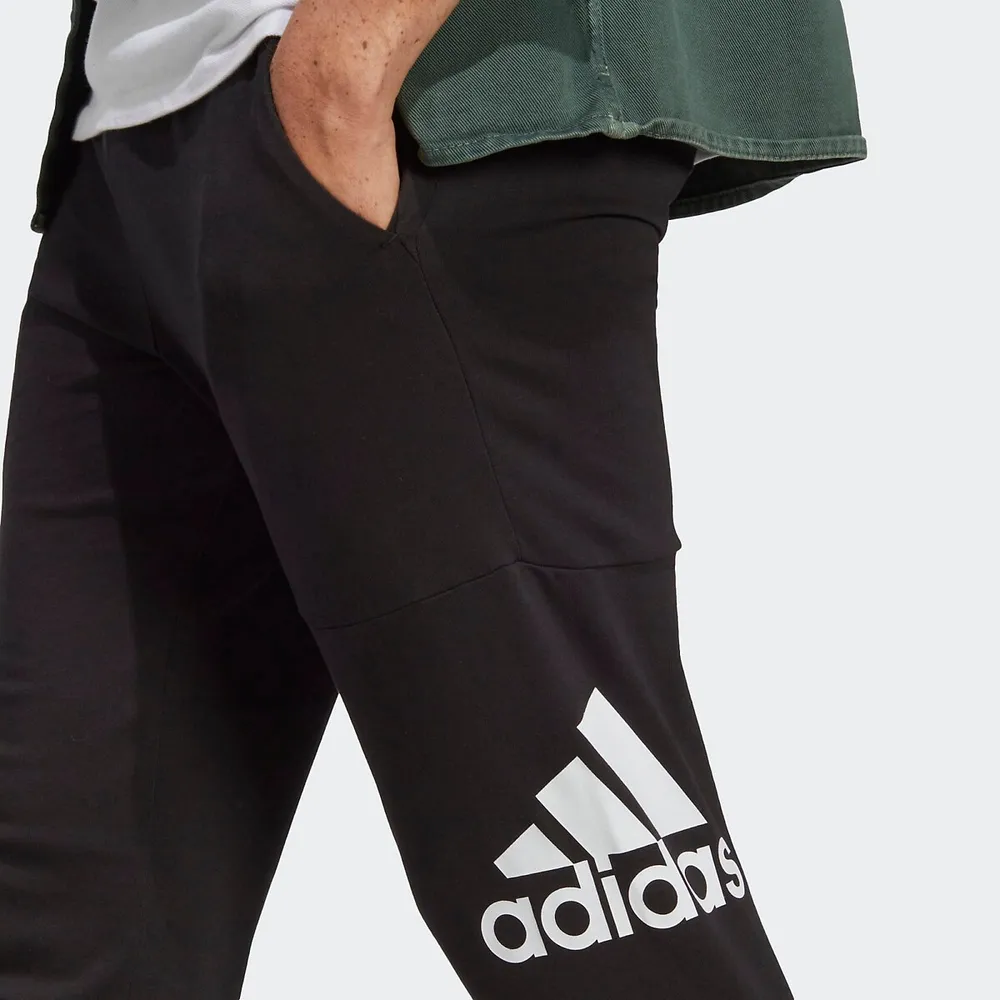 Adidas Essentials Single Jersey Tapered Cuff Logo Joggers (black)