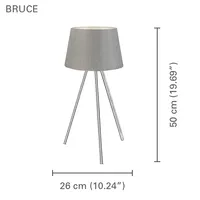 Modern Table Lamp, 19.7" Height, From The Bruce Collection, Gray