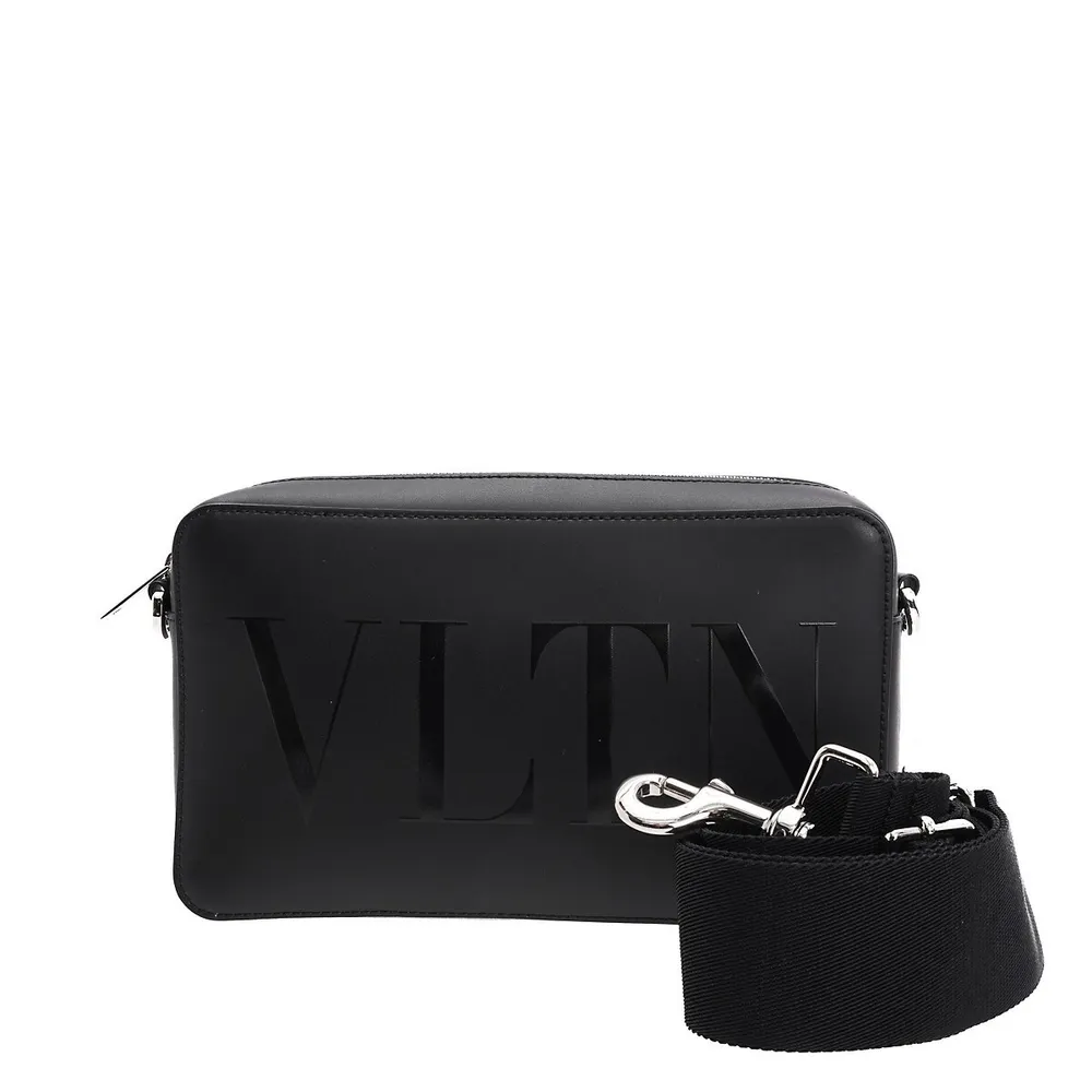 Pre Loved Valentino Vltn Logo Leather Crossbody Bag