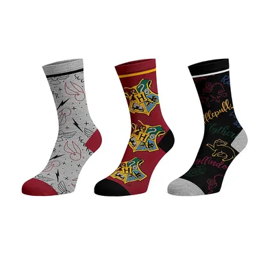 Harry Potter Themed Icons 3 Pack Womens Crew Socks