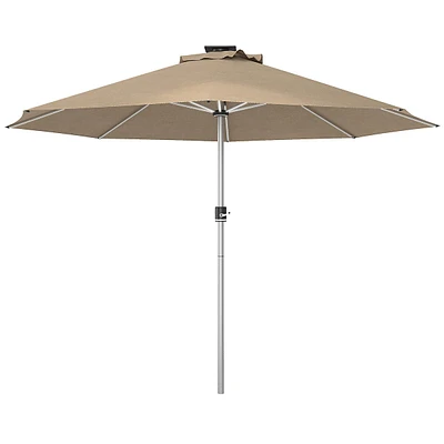 Patio Parasol Umbrella With Solar Charged And Usb Type-c