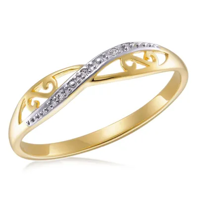 Sterling Silver Gold Plated Diamond Accent Ring