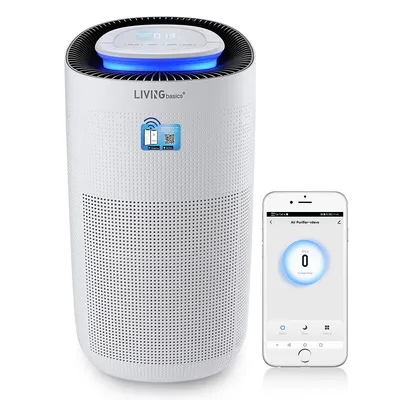 WiFi Air Purifier with H13 True HEPA Filter for Smoke Dust Odor Pollen - White