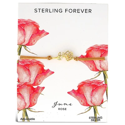 Sterling Silver Birth Flower Bolo Bracelet-june