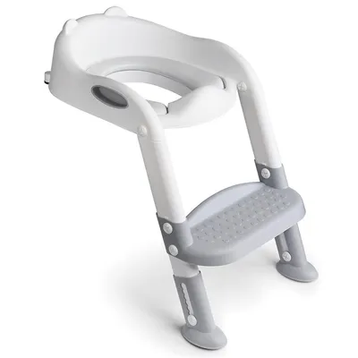 Potty Toilet Training Seat With Step Stool Ladder For Kids Boys Girls Toddlers -White