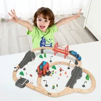 Fire Rescue Train Set - 70pcs - Battery Powered Train, Wooden Tracks, Vehicules, Figurines And More, Ages 3+