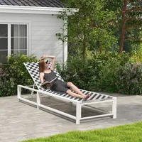 Patio Lounge Chair Chaise Adjustable Reclining Chair Garden Deck Wheel