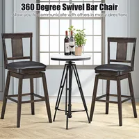 Swivel Bar Stool 29 Inch Upholstered Pub Height Chair With Rubber Wood Leg