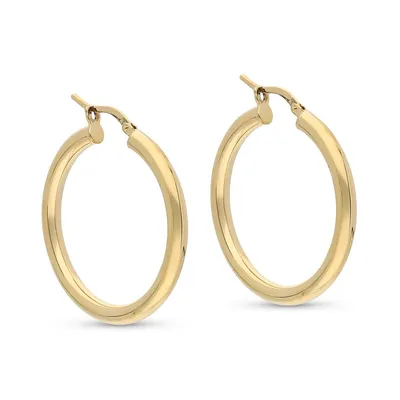 18kt Gold Plated 30mm Round Polished Hoop